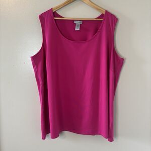 Catherines Liquid Knit Bright Pink Tank Top Slinky Sleeveless Shirt Sz 3X